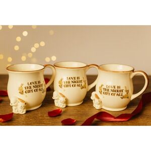 Vintage Enesco Christmas Mugs Set 3 Santa Handle Love‎ Nicest Gift Japan Cottage